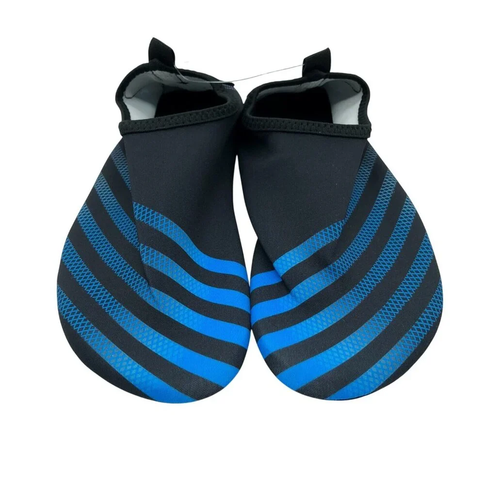Cituo Boys Water Shoes Slip On Fabric Striped Blue Black Size 34/35 US 1/1.5